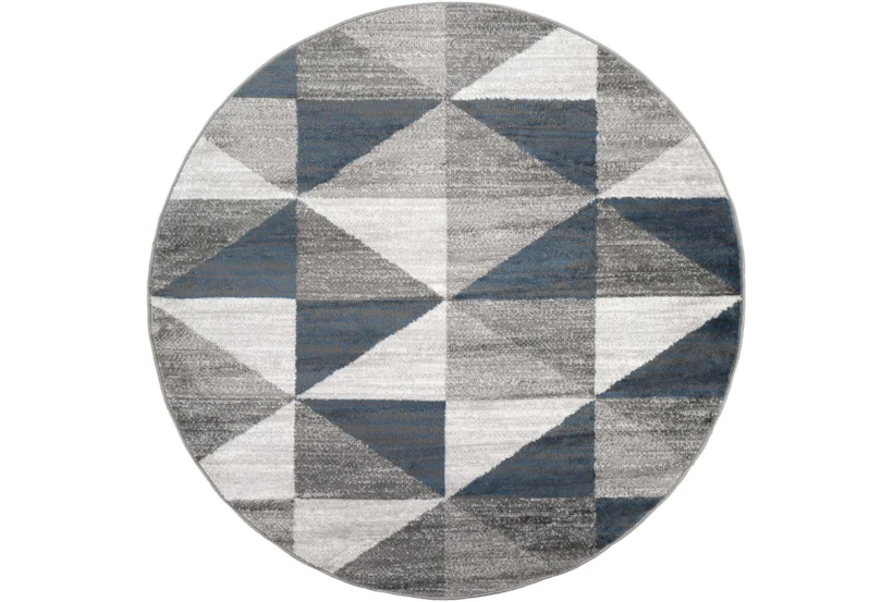 5'3" Round Rug-Modern Triangle Greys And White - 360