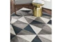 5'3"x5'3" Square Rug-Modern Triangle Greys And White - Room