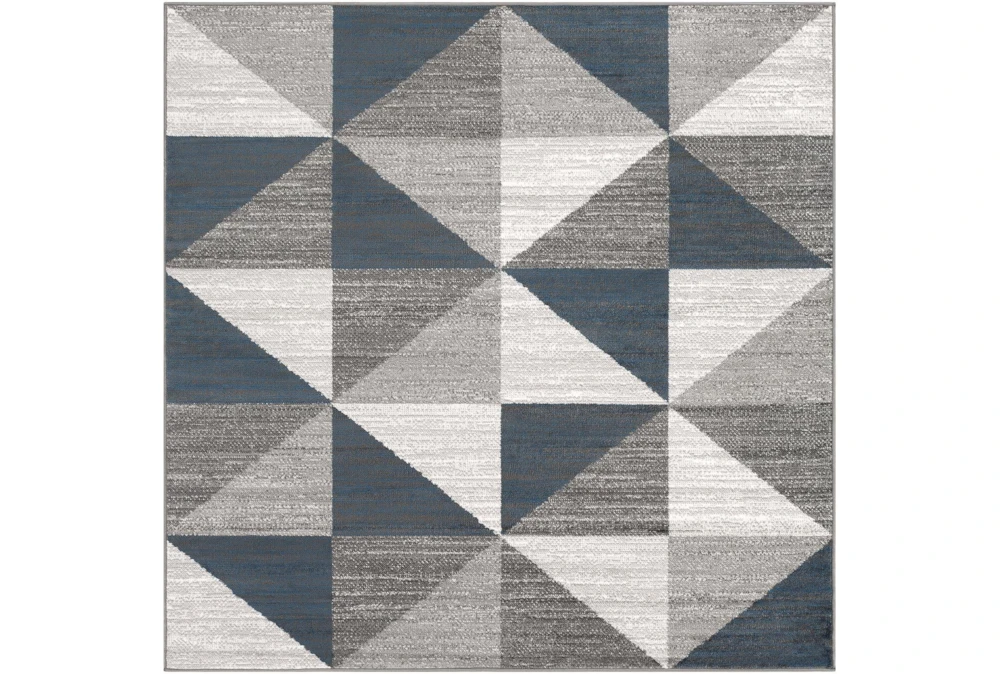 5'3"x5'3" Square Rug-Modern Triangle Greys And White