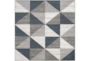 5'3"x5'3" Square Rug-Modern Triangle Greys And White - Signature