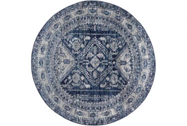 5'3" Round Rug-Traditional Navy