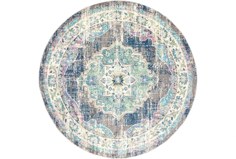 5'3" Round Rug-Traditional Distressed Multicolored - 360
