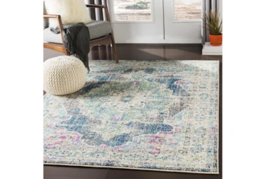 7'9" Round Rug-Traditional Distressed Multicolored