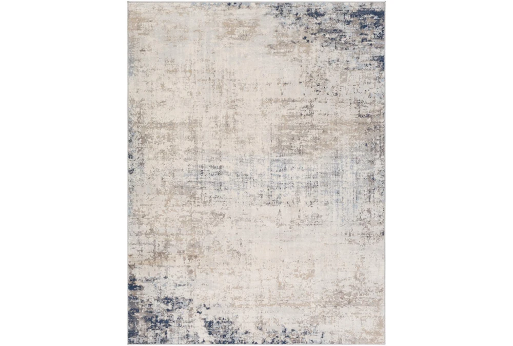 7'9" Round Rug-Modern Distressed Grey And Blue