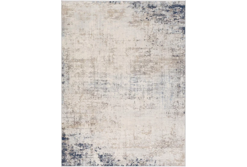 7'9" Round Rug-Modern Distressed Grey And Blue - 360