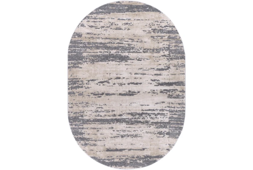 6'6"x9'5" Oval Rug-Modern Distressed High/Low Khaki And Grey - 360