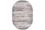 6'6"x9'5" Oval Rug-Modern Distressed High/Low Khaki And Grey - Signature