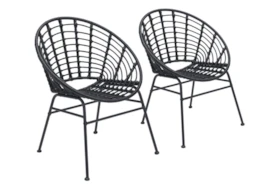 Shell Outdoor Black Dining Chair Set Of 2