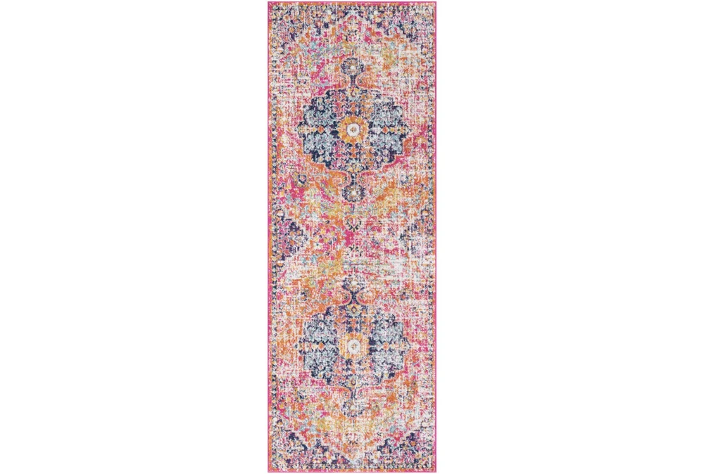 2'6"x7'3" Rug-Traditional Bright Pink/Multicolored