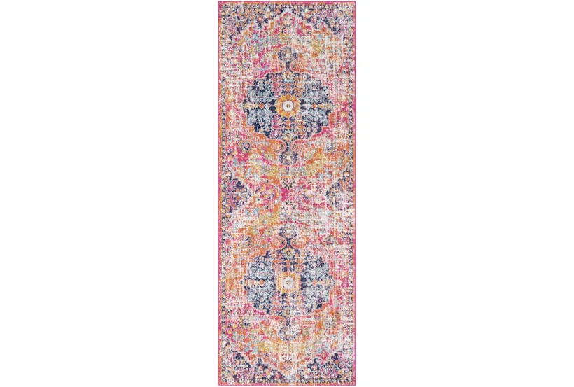 2'6"x7'3" Rug-Traditional Bright Pink/Multicolored - 360