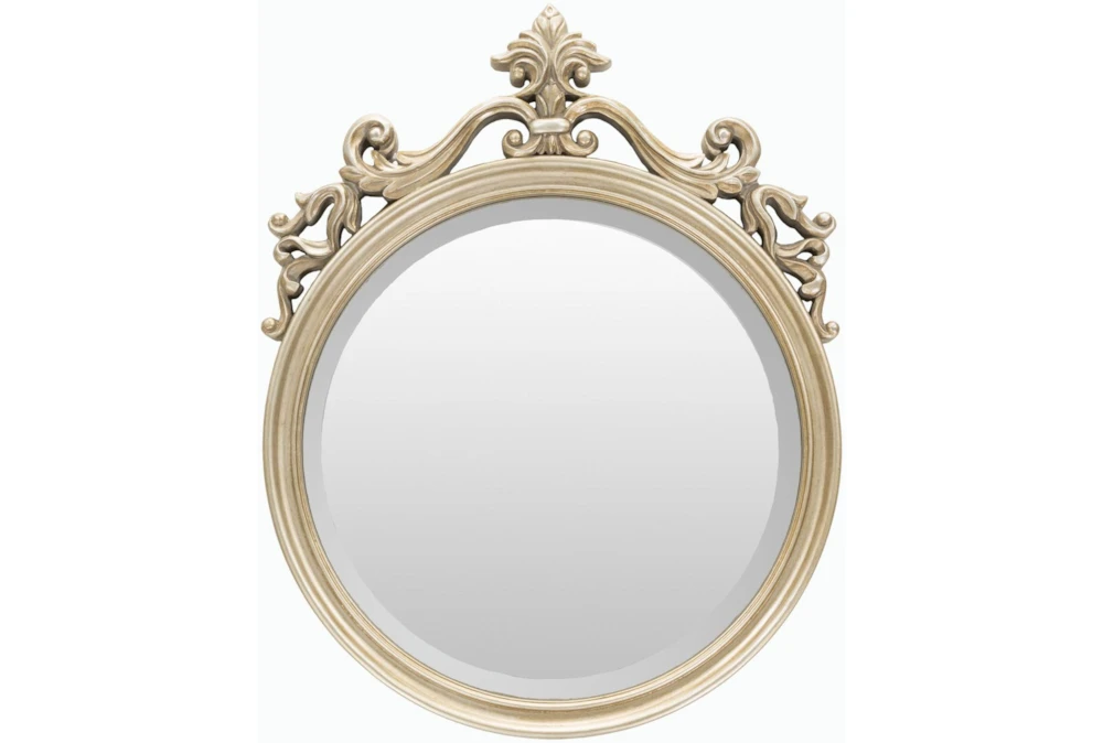 20X25 Champagne Silver Crested Round Wall Mirror