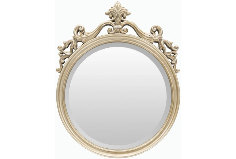 20X25 Champagne Silver Crested Round Wall Mirror - 360