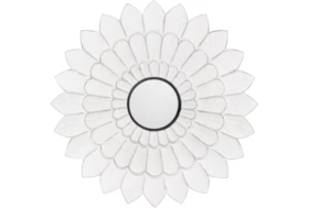 Mirror-Antiqued White Floral 36X36