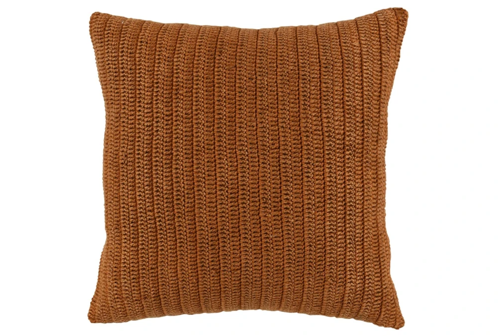22X22 Orange Saffron Stonewashed Flax Linen Woven Throw Pillow