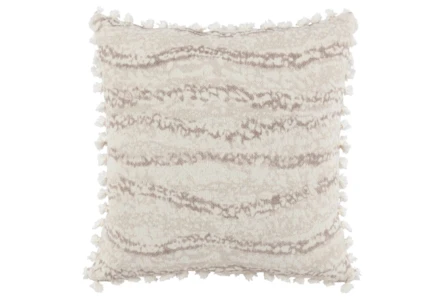 Accent Pillow-Ivory Abstract Stripe Tassel Fringe 22X22