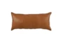 16X36 Chestnut Brown Pieced Leather Lumbar Throw Pillow - Signature