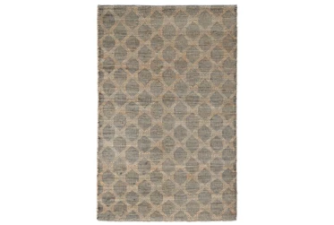 5'X8' Rug- Natural And Black Textured Geometric Pattern