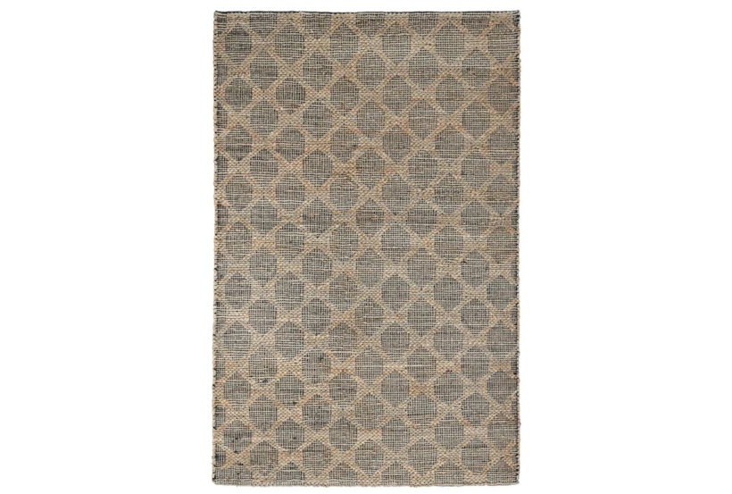 5'X8' Rug- Natural And Black Textured Geometric Pattern - 360