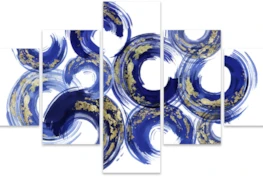 Picture-Gold And Blue Swirl Set Of 5