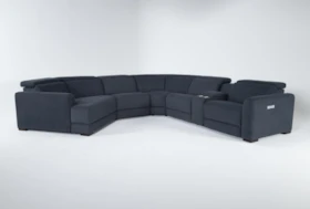 Chanel Denim 6 Piece 156" Sectional With Left Arm Facing Cuddler Chaise