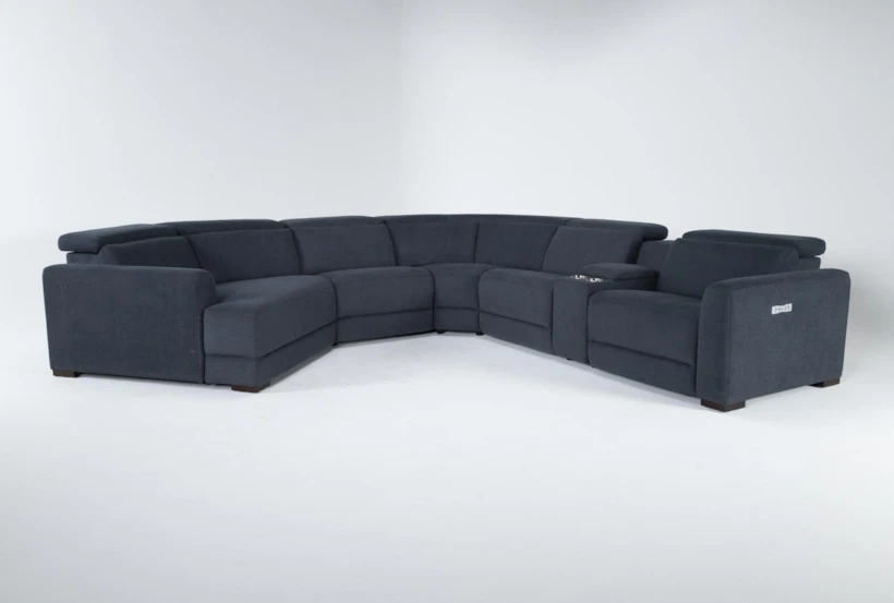 Chanel Denim 6 Piece 156" Sectional With Left Arm Facing Cuddler Chaise - 360