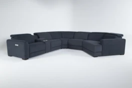 Chanel Denim 6 Piece 156" Sectional With Right Arm Facing Cuddler Chaise