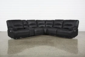 Marcus Black 6 Piece 131" Reclining Sectional With Power Headrest & Usb