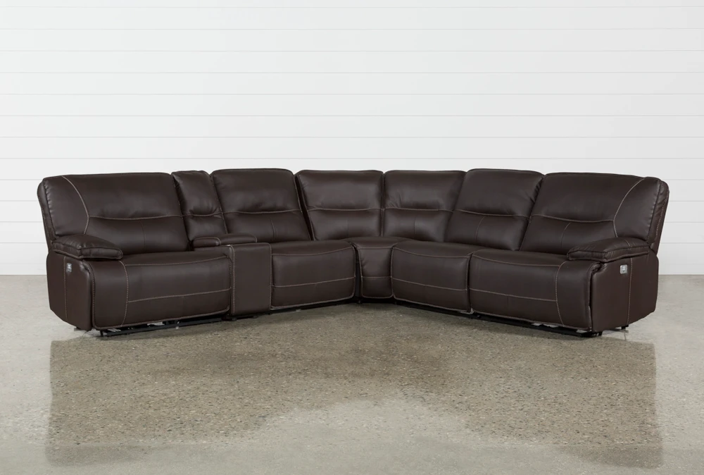 Marcus Chocolate 6 Piece 131" Sectional With Power Headrest And USB