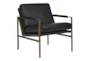 Black Faux Leather Mid Century Accent Chair  - Signature