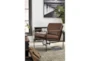Brown Faux Leather Mid Century Accent Arm Chair - Room