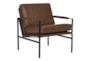 Brown Faux Leather Mid Century Accent Arm Chair - Signature