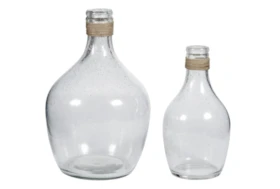 Clear Glass and Rope Vase Set of 2