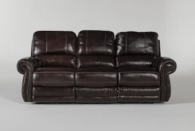 Howell Leather 89" Power Reclining Sofa With Power Headrest & USB