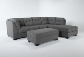 Arrowmask Charcoal 2 Piece Sectional with Right Arm Facing Chaise and Storage Ottoman