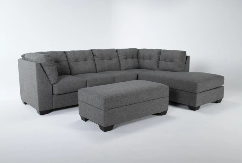 Arrowmask Charcoal 2 Piece Sectional with Right Arm Facing Chaise and Storage Ottoman - 360