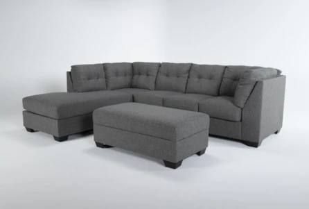 Arrowmask Charcoal 2 Piece Sectional with Left Arm Facing Chaise and Storage Ottoman