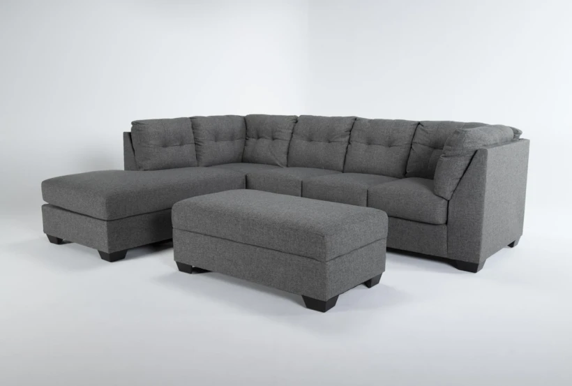 Arrowmask Charcoal 2 Piece Sectional with Left Arm Facing Chaise and Storage Ottoman - 360