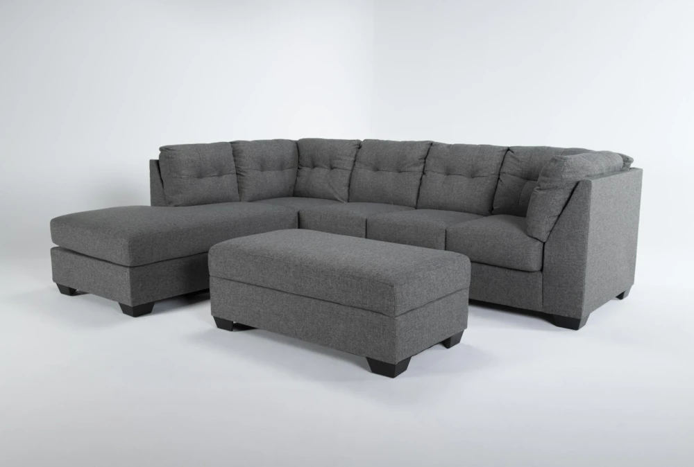 Arrowmask Charcoal 2 Piece Sectional With Sleeper & Left Arm Facing Chaise and Storage Ottoman
