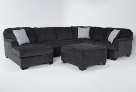 Calvin Slate 3 Piece Sectional with Left Arm Facing Chaise and Storage Ottoman - Main