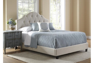 Eastern King Diamond Tufted Upholstered Bed-Saddle