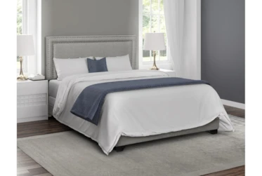 Eastern King Double Nail Glacier Upholstered Bed