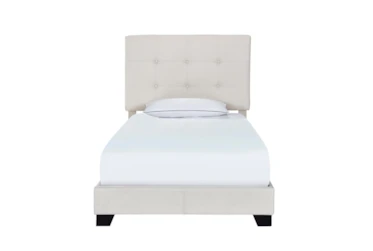 Twin Button Tufted Upholstered  Bed-Fog