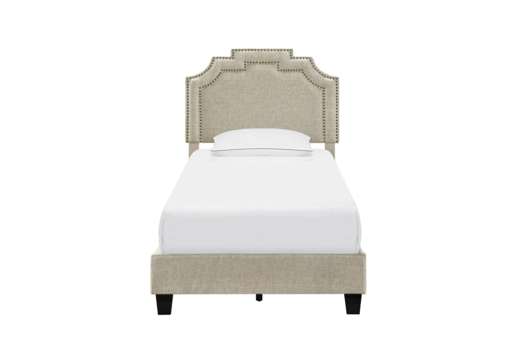 Twin Linen Cleopatra Nail Trim Upholstered Bed