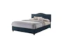 Queen  Upholstered Storage Bed With Usb-Navy - Side