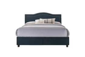 Queen  Upholstered Storage Bed With Usb-Navy