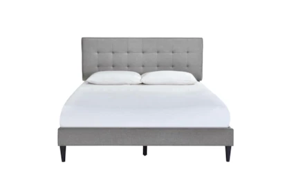 Queen Grid On Tufted Upholstered, Gray Tufted Bed Frame