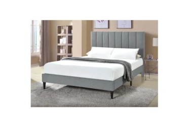King Vertical Channel Upholstered Platform Bed- Slate