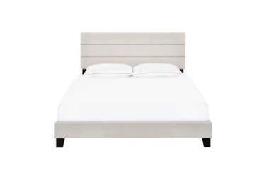 Queen Horizontal Channel Upholstered Bed-Fog