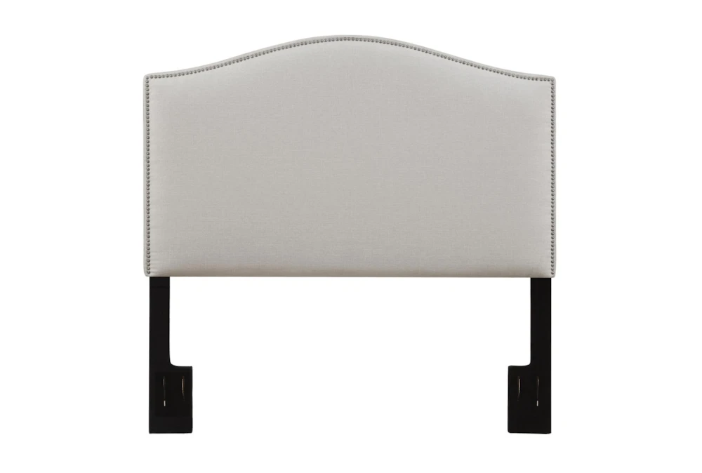 Full/Queen Nail Trim Camelback Upholstered Headboard-Linen