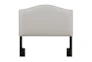 Full/Queen Nail Trim Camelback Upholstered Headboard-Linen - Signature